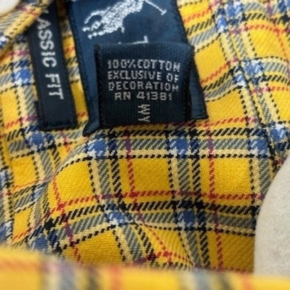Ralph Lauren Shirt Men's Size Medium Yellow Flannel Classic Fit Button Down‎